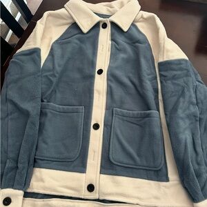 SHEIN Navy and White Fleece Jacket